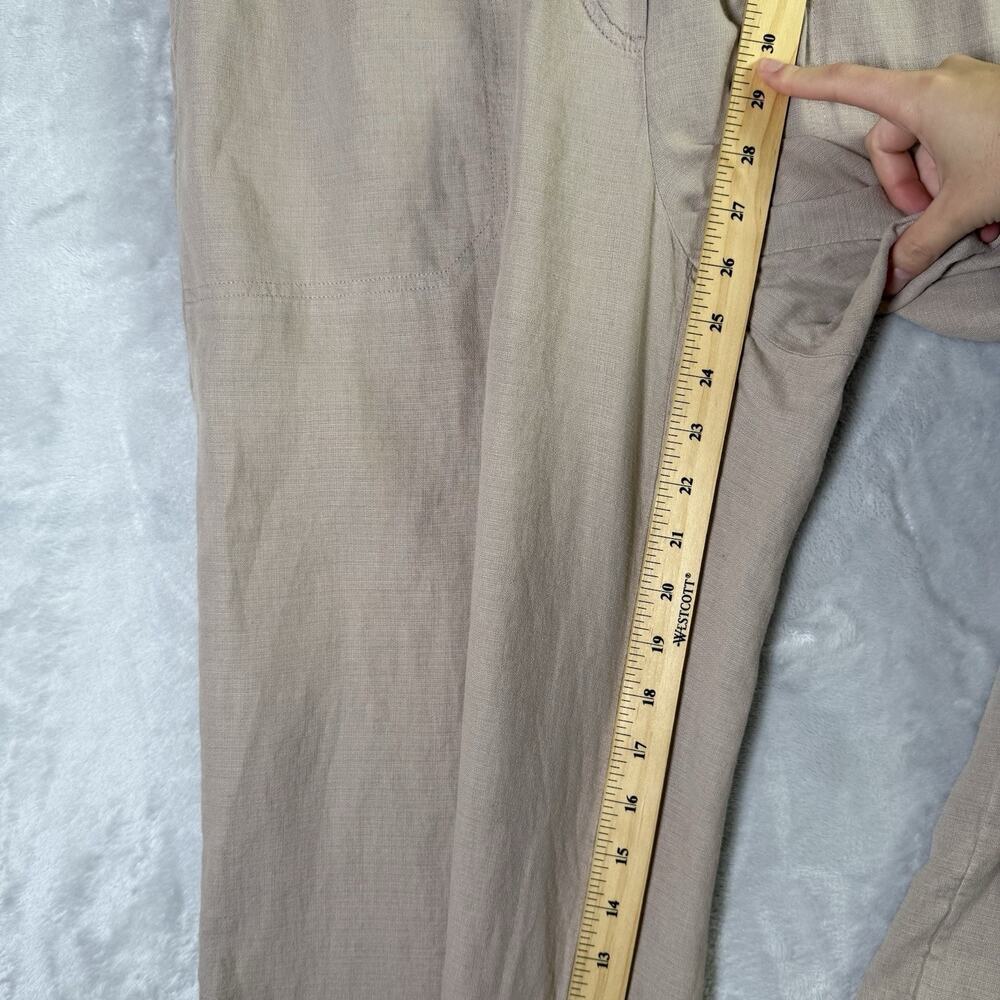 J Jill Purejill Pants Size Medium Tan Beige Wide Leg Linen Blend Boho Artsy - Picture 4 of 13